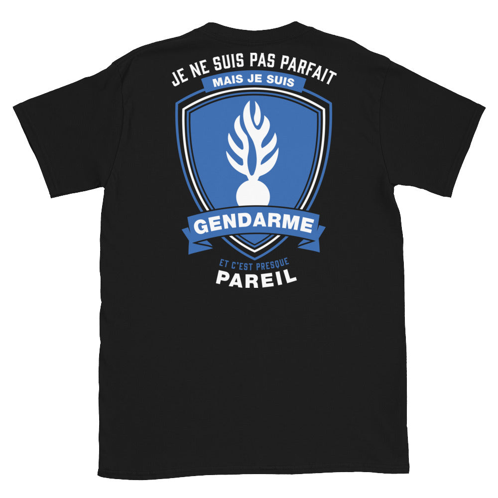 T-shirt Gendarme noir - Je ne suis pas parfait mais je suis Gendarme