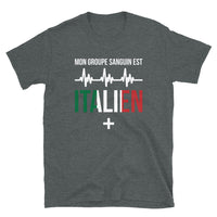 Thumbnail for T-shirt Italie gris foncé chiné - Mon groupe sanguin : Italien plus
