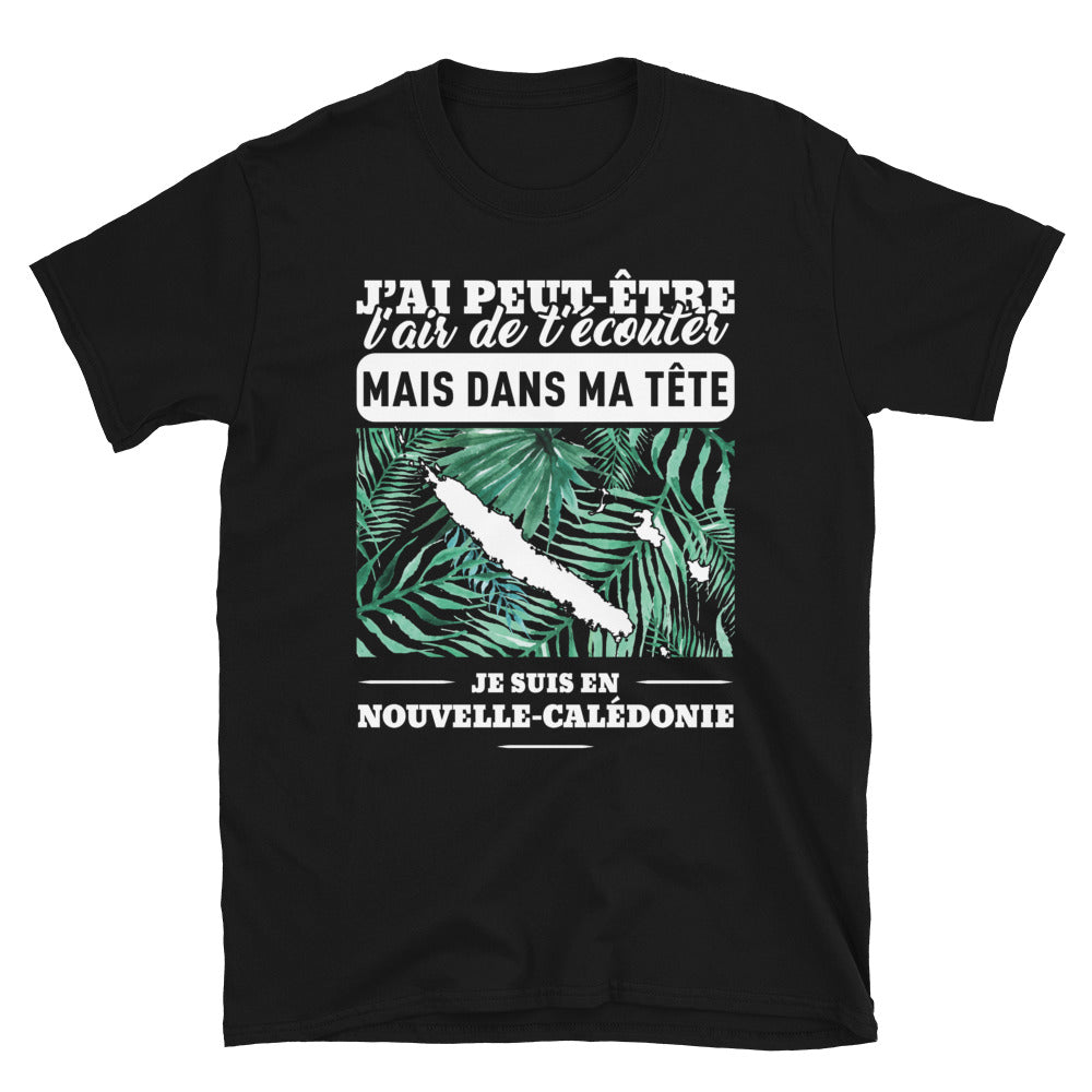 T-shirt Nouvelle Calédonie gris foncé chiné dos - Écoute et rêve en couleur