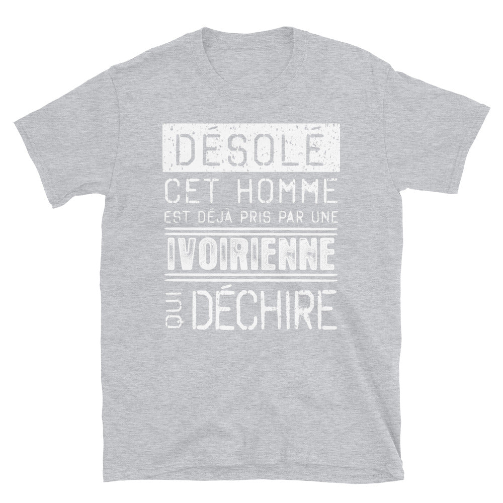 T-shirt Ivoirienne bleu marine dos - Désolé ce mec est pris par une fille