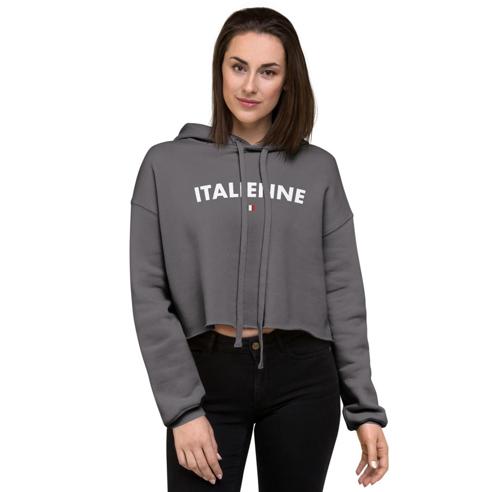 Sweat à capuche crop-top Italie noir dos - style urbain et fierté