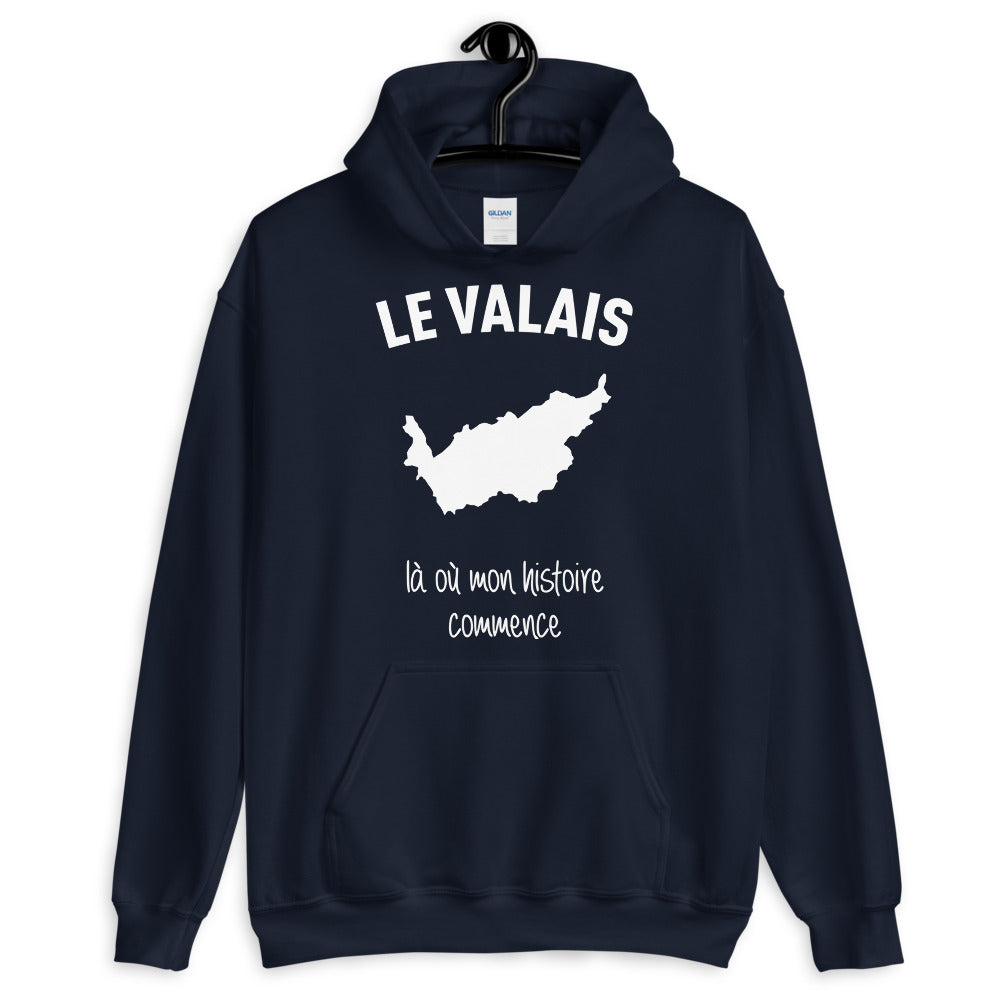 Valais là où mon histoire commence - Sweatshirt à capuche - Ici & Là - T-shirts & Souvenirs de chez toi