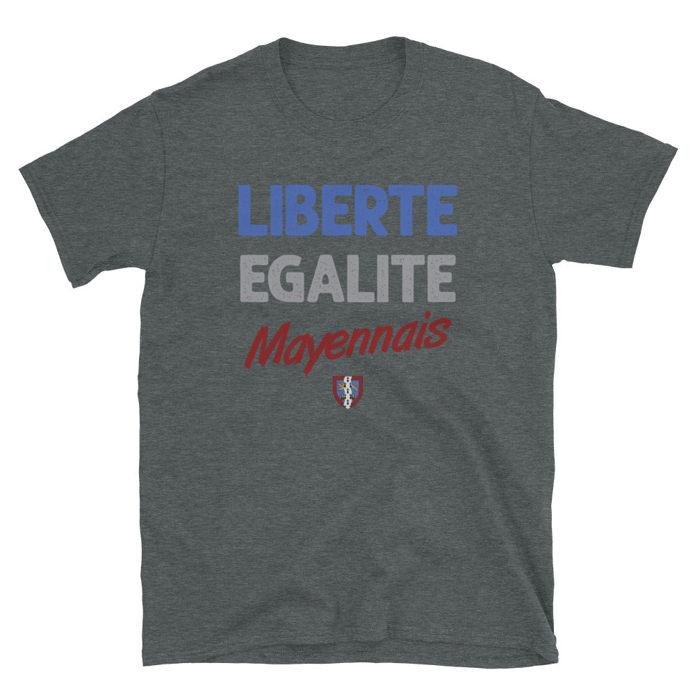 T-shirt Mayennais gris foncé - Liberté, égalité, fierté locale