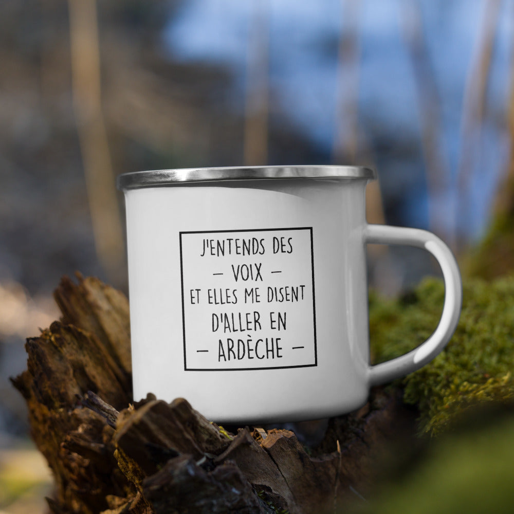Tasse Ardèche émaille - Voix me disent d'aller en randonnée