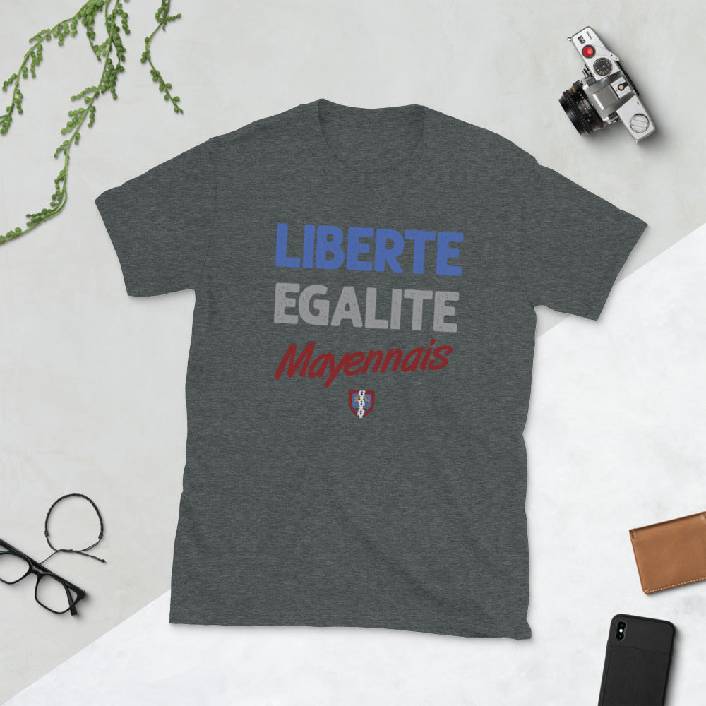 T-shirt Mayennais bleu marine - Liberté, égalité, fierté locale