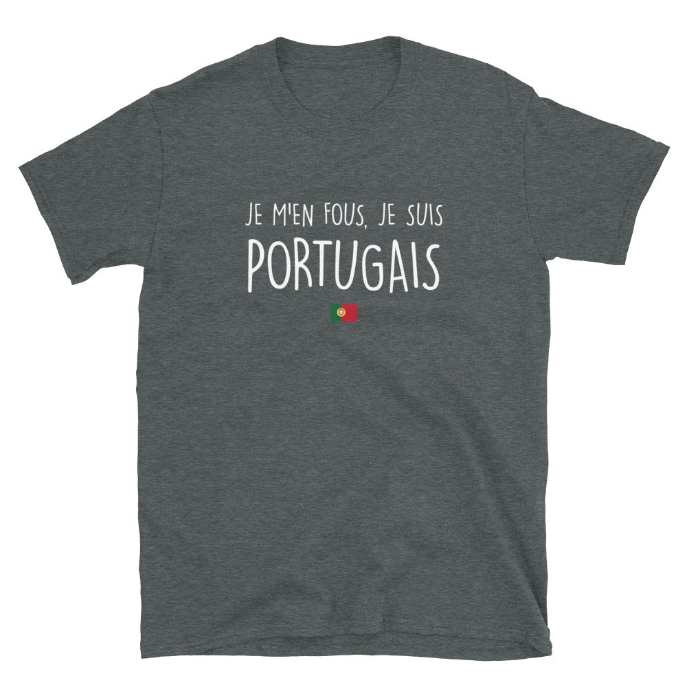 T-shirt Portugal gris foncé chiné - Je m'en fous je suis Portugais