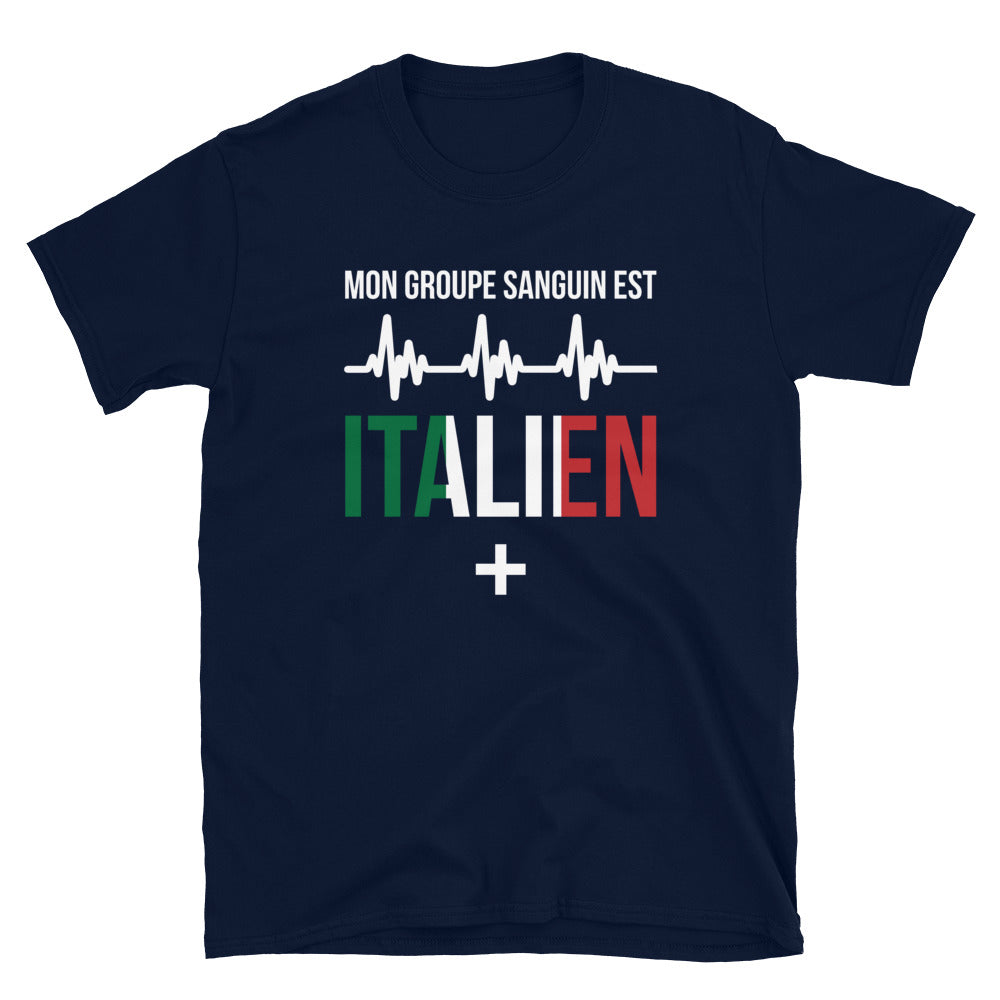 T-shirt Italie noir - Mon groupe sanguin : Italien plus