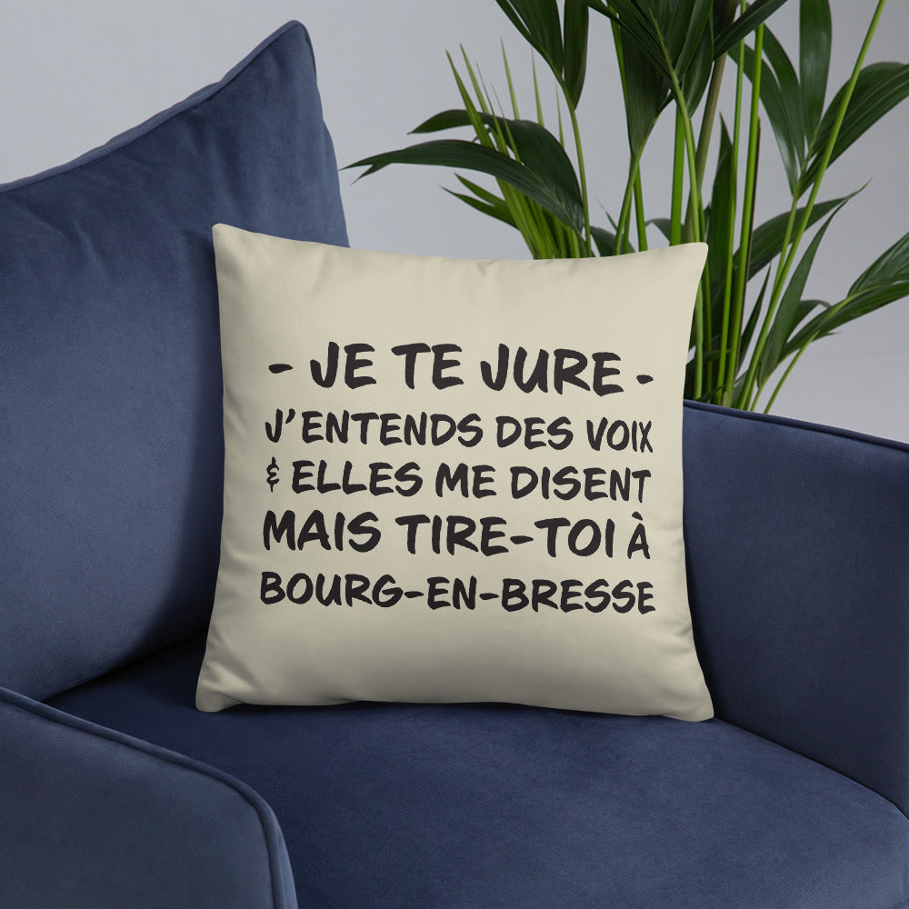 Tire toi à Bourg-en-Bresse - Coussin décoratif et humoristique sur Bourg-en-Bresse - Ici & Là - T-shirts & Souvenirs de chez toi