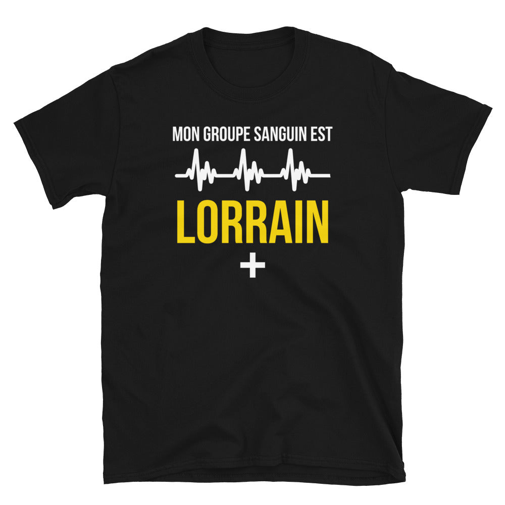 T-shirt Lorrain noir - Groupe sanguin humoristique
