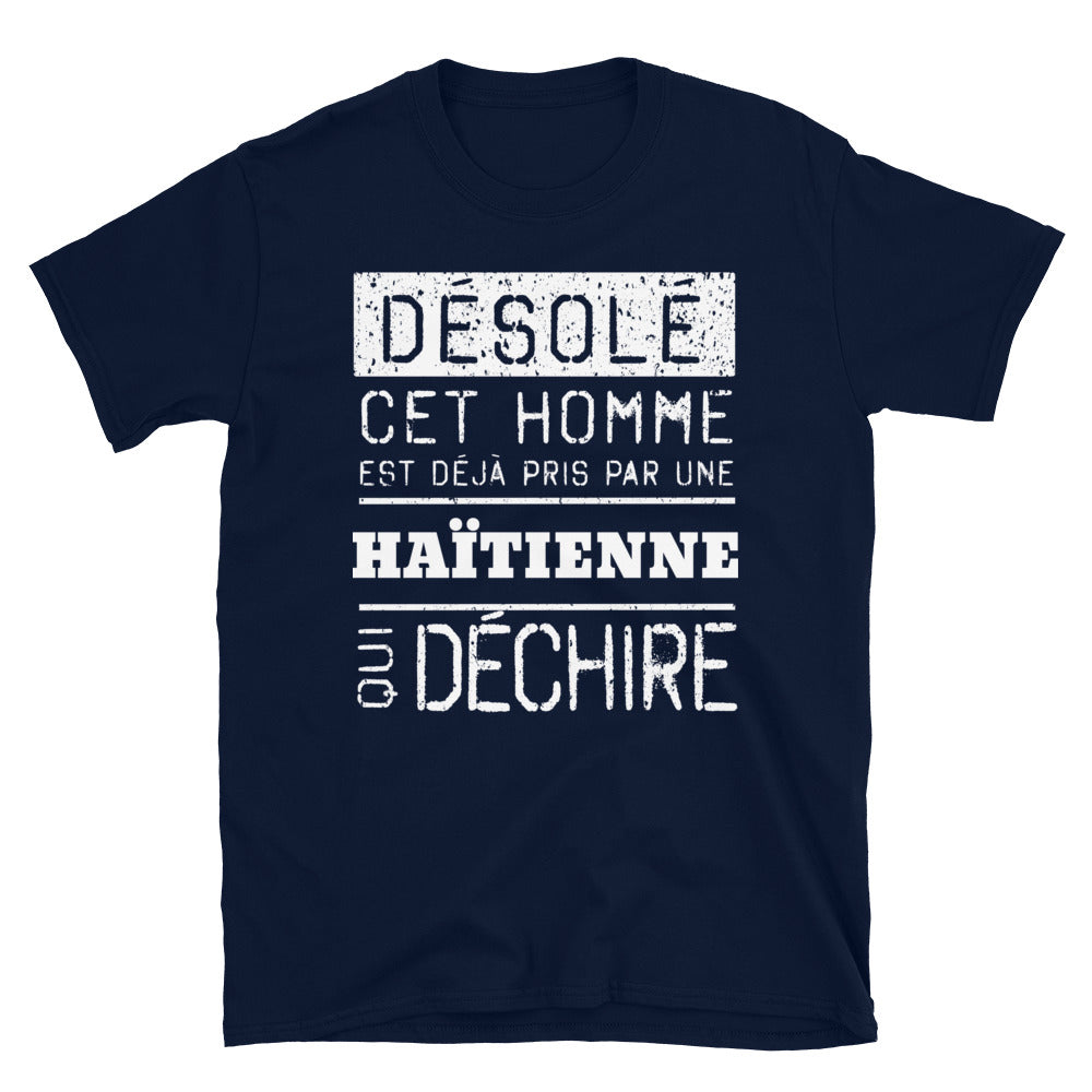 T-shirt Haïtien noir dos - Désolé ce mec est pris par une fille