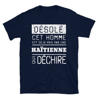 Thumbnail for T-shirt Haïtien noir dos - Désolé ce mec est pris par une fille