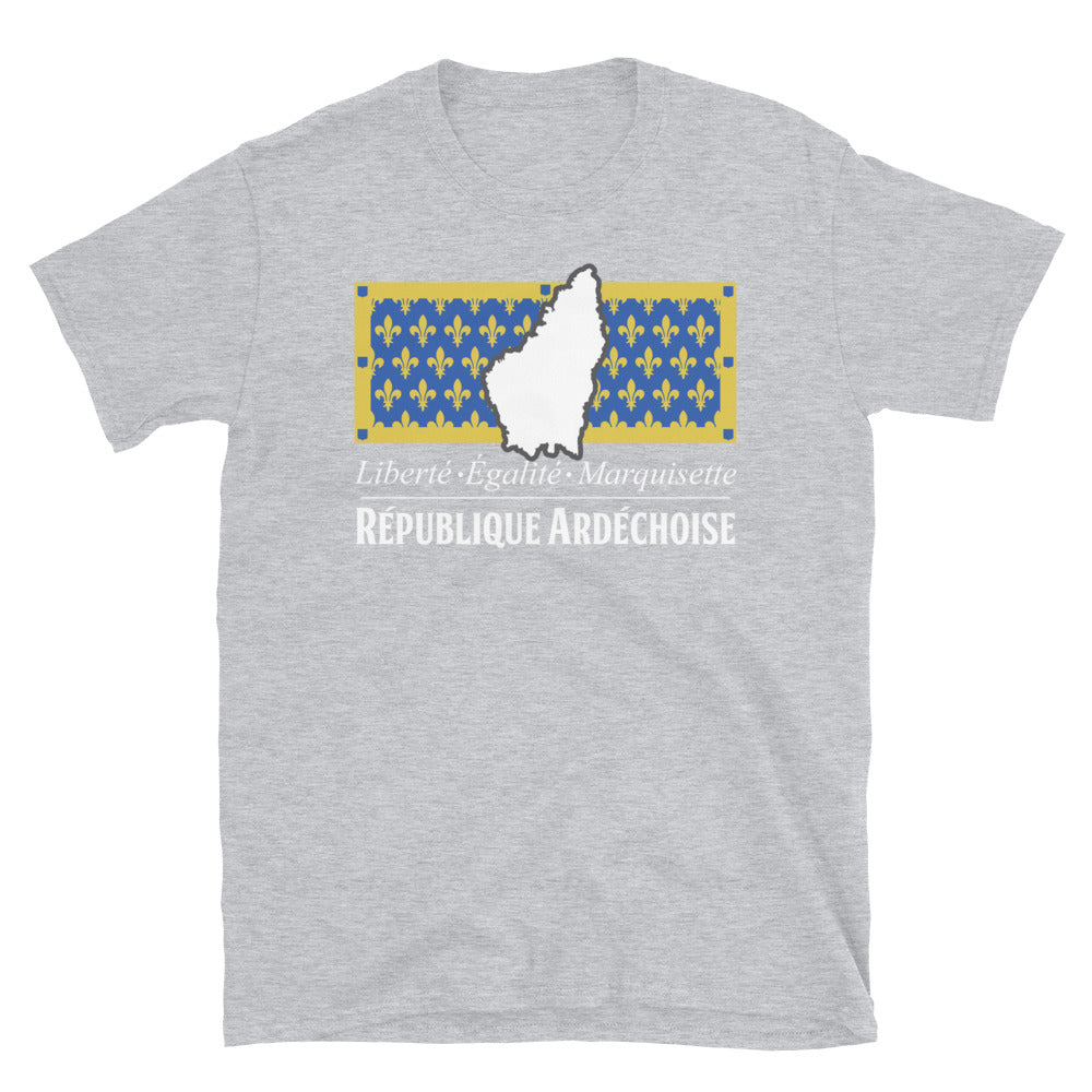 T-shirt Ardéchois bleu marine dos - Liberté Égalité Marquisette