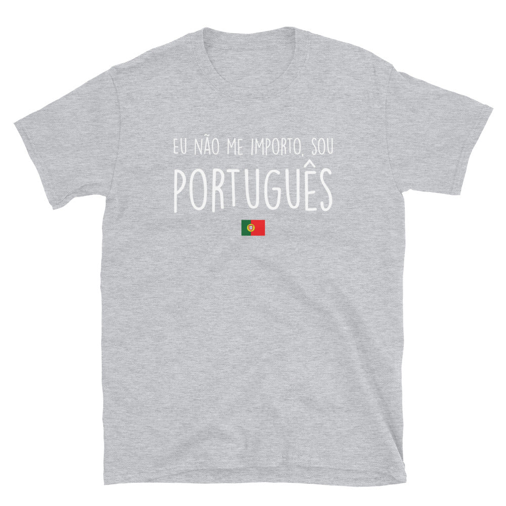 T-shirt Portugal gris foncé chiné dos - Je m'en fous, je suis portugais