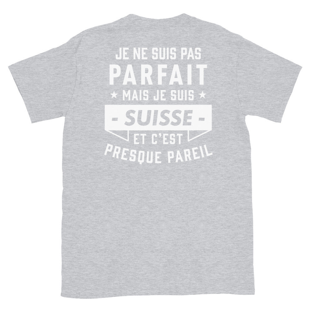 T-shirt Suisse bleu marine dos - Je ne suis pas parfait mais