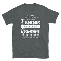 Thumbnail for T-shirt Roumain gris foncé chiné face - Ne me drague pas