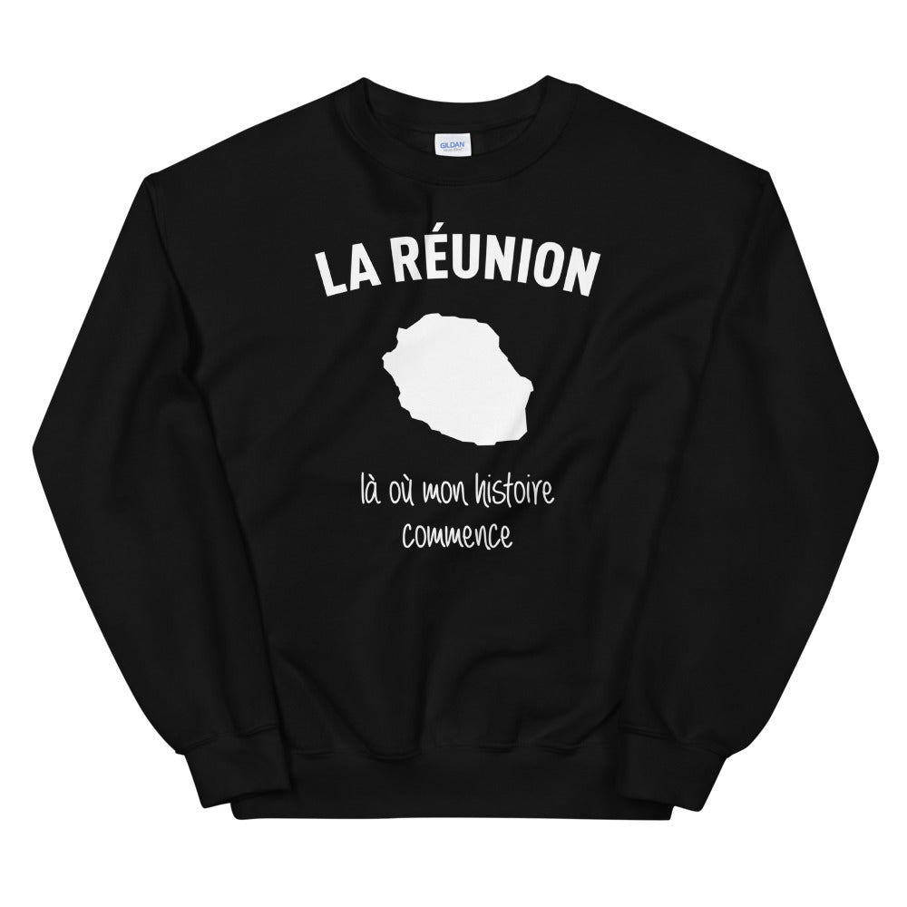 Sweatshirt La Réunion bleu marine dos - Mon histoire commence