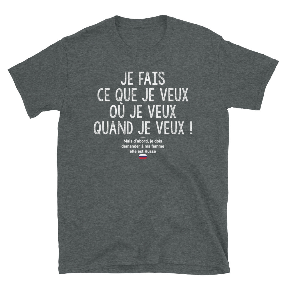 T-shirt Russe gris foncé chiné - Je fais ce que je veux
