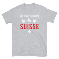 Thumbnail for T-shirt Suisse gris foncé chiné dos - Groupe sanguin humoristique