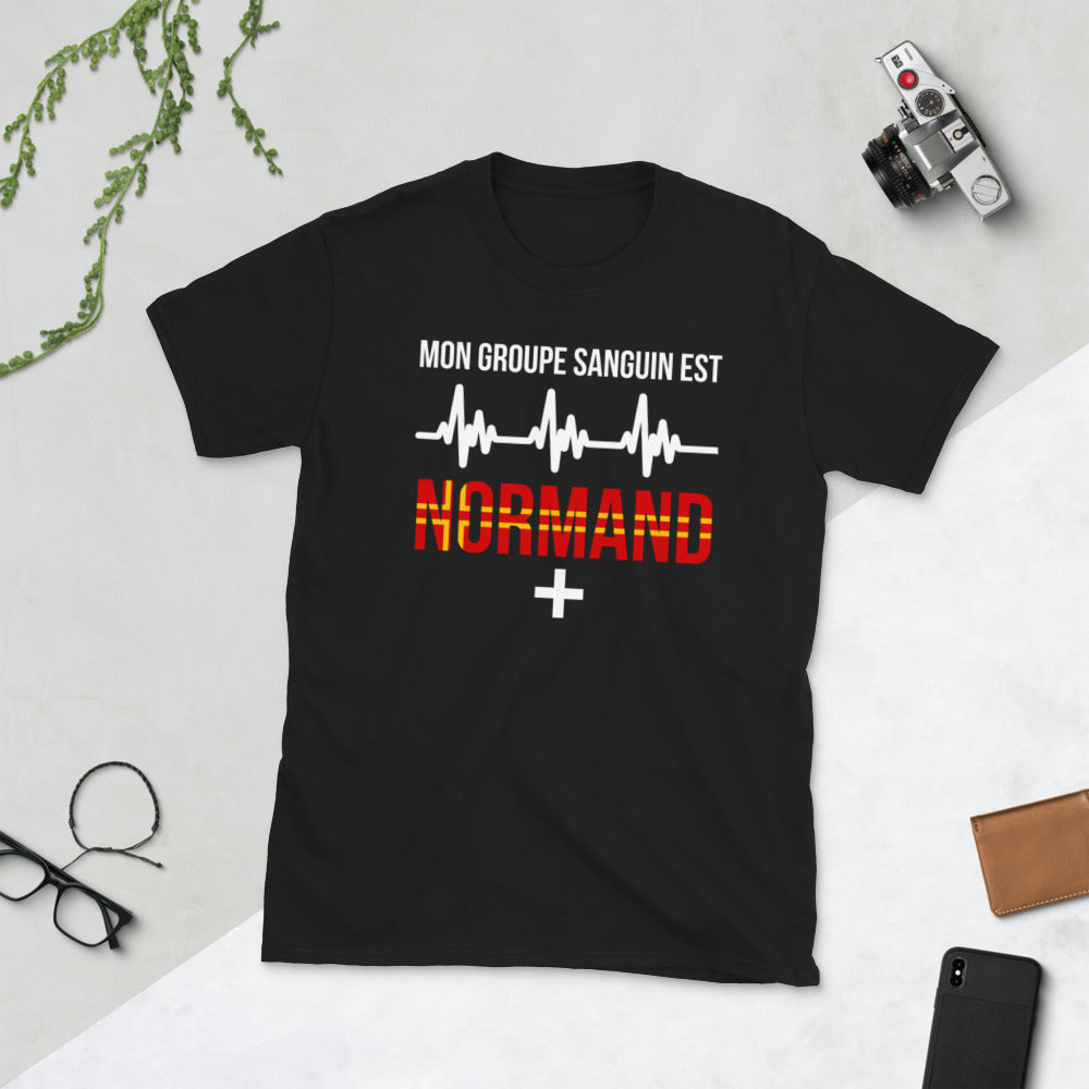 T-shirt Normand marine dos - Mon groupe sanguin : Normand plus