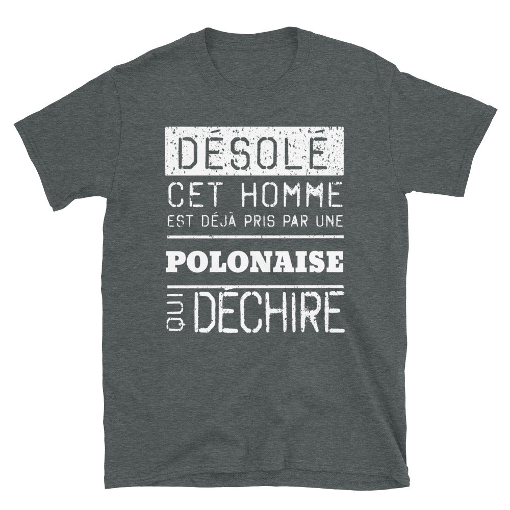 T-shirt Polonaise bleu marine - Désolé ce mec est pris par une fille
