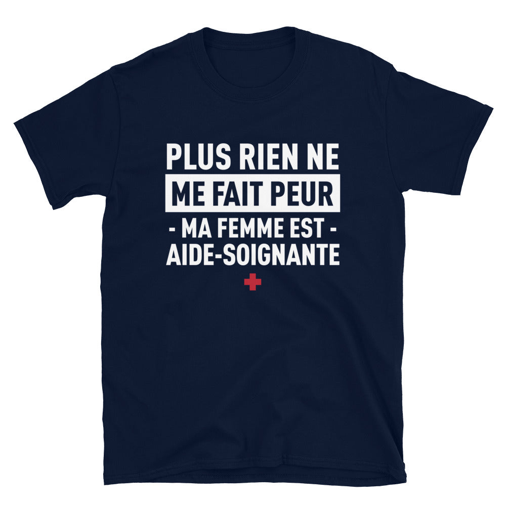 T-shirt Aide-soignante bleu marine dos - Plus rien ne me fait peur