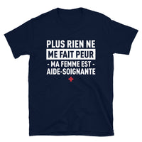 Thumbnail for T-shirt Aide-soignante bleu marine dos - Plus rien ne me fait peur
