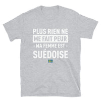 Thumbnail for T-shirt Suédois bleu marine dos - Plus rien ne me fait peur ma femme est