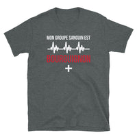Thumbnail for T-shirt Bourgogne bleu marine dos - Mon groupe sanguin est Bourguignon Plus +
