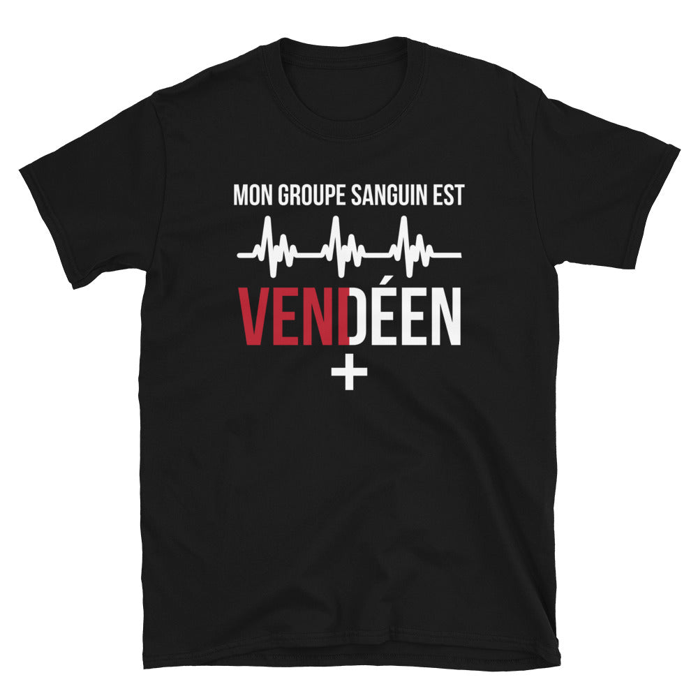 T-shirt Vendée noir - Mon groupe sanguin est Vendéen Plus +