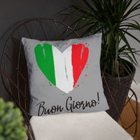 Thumbnail for Coeur au couleur du drapeau Italien - Coussin imprimé bongiorno - Ici & Là - T-shirts & Souvenirs de chez toi