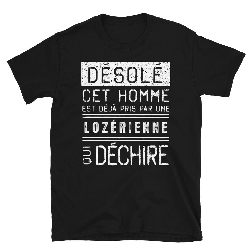 T-shirt Lozère noir - Désolé ce mec est pris par une fille qui déchire