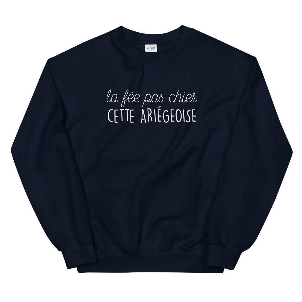 Sweatshirt Ariège gris sportif dos - fée pas chier cette Ariégeoise
