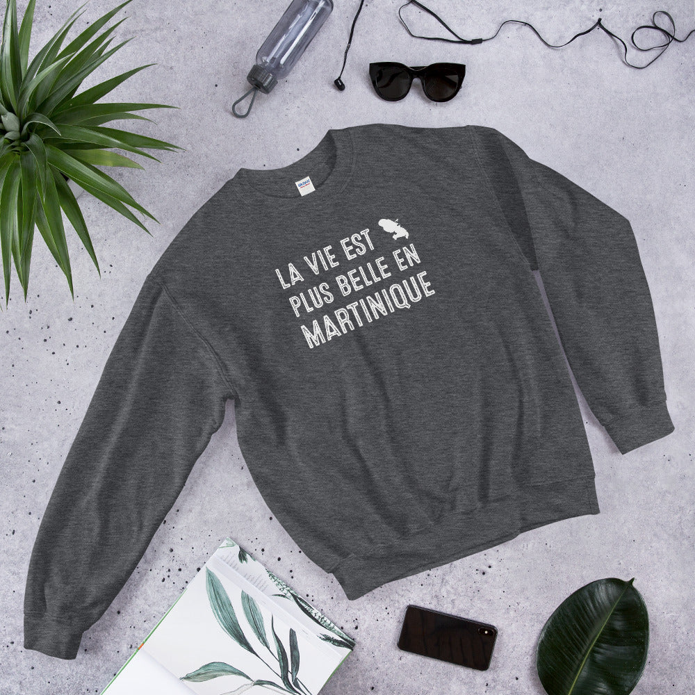 Sweatshirt Martinique gris foncé dos - La vie est plus belle en Martinique