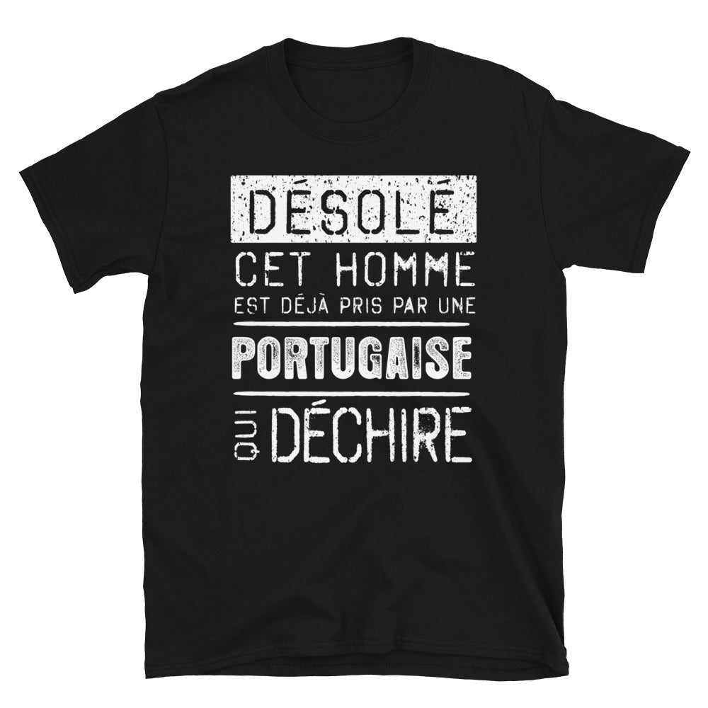 T-shirt Portugal noir - Désolé ce mec est pris par une Portugaise