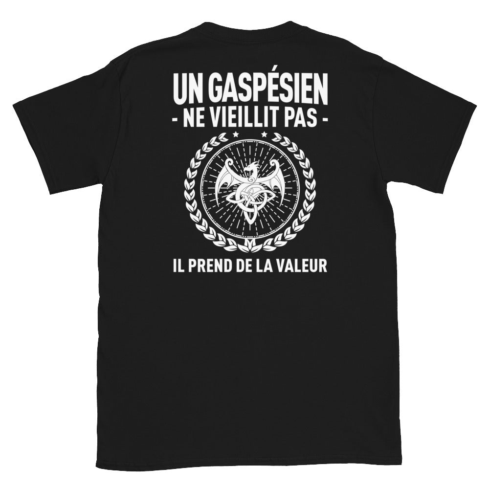 T-shirt Gaspésien bleu marine dos - Fierté et humour local