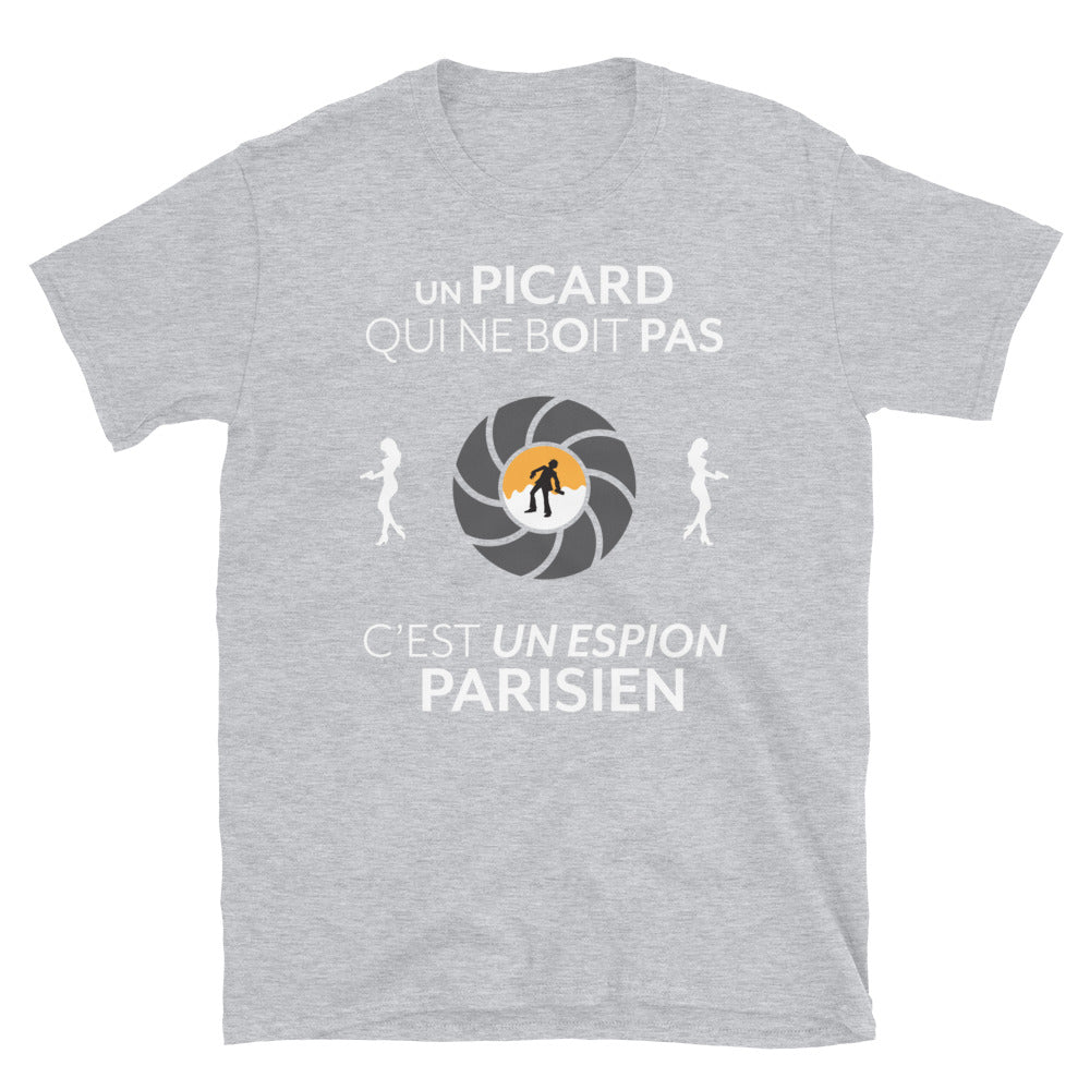 T-shirt Picardie gris sport - Le gars qui ne boit pas c'est un espion