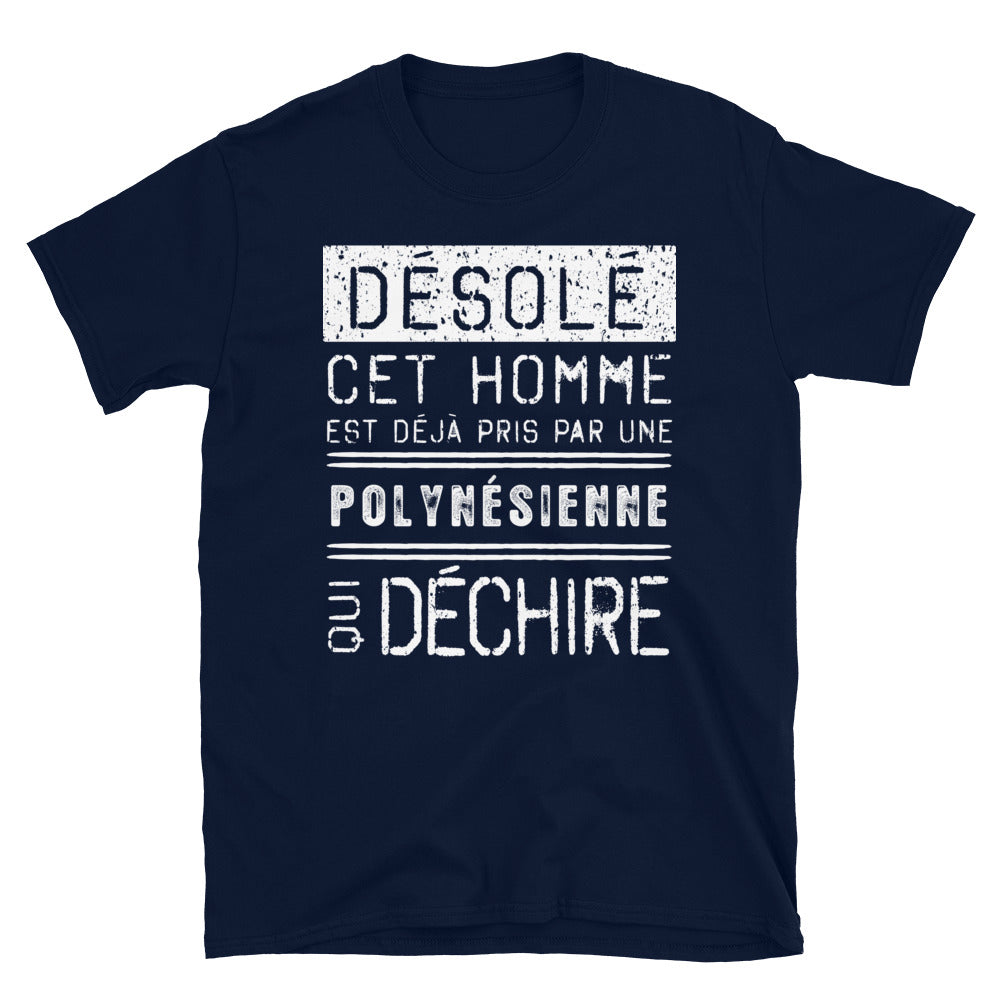 T-shirt Polynésien noir dos - Désolé ce mec est pris par une fille