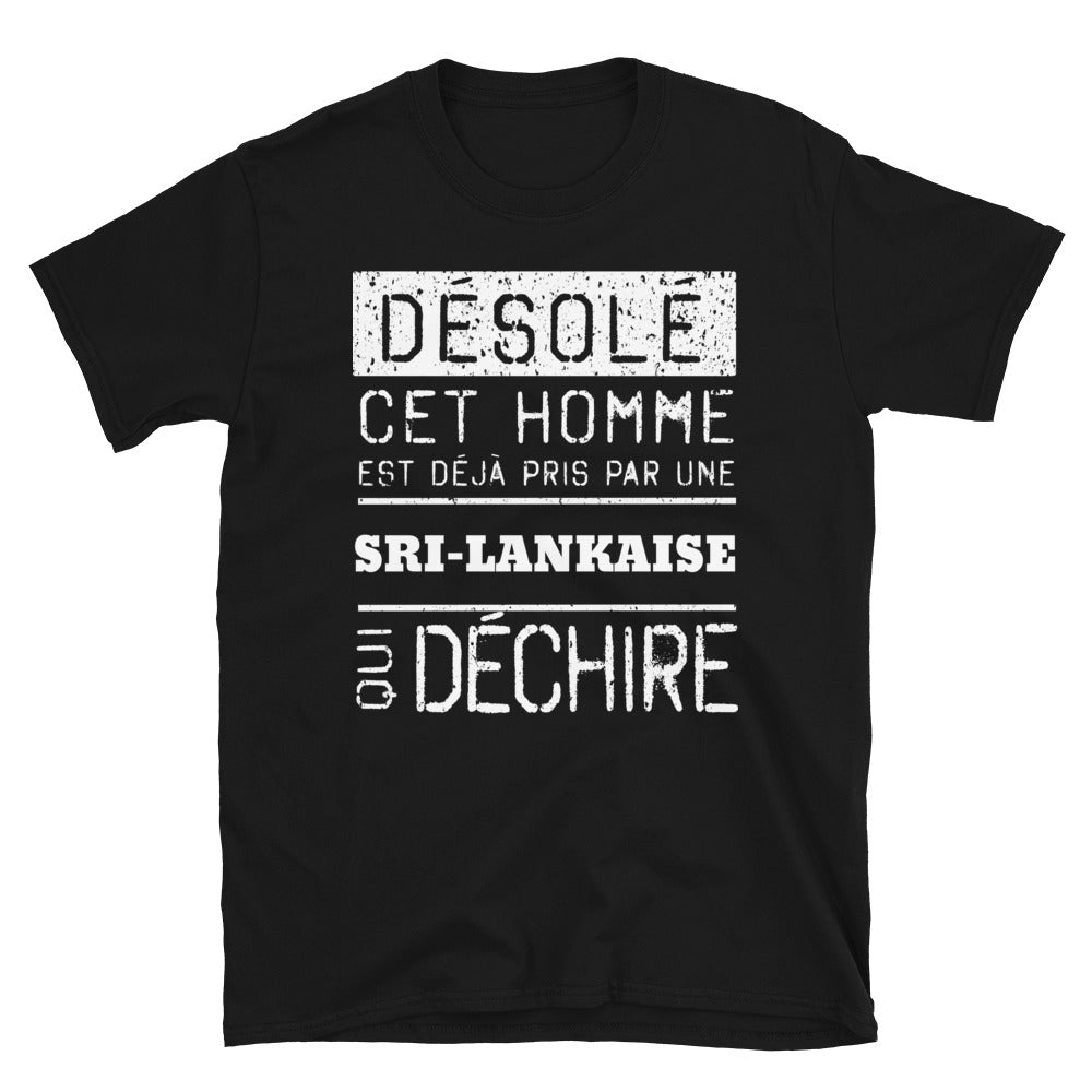 T-shirt Sri Lanka noir - Désolé ce mec est pris par une fille qui déchire