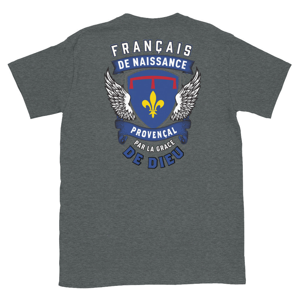 T-shirt Provence gris foncé chiné - Provençal par la grâce de Dieu