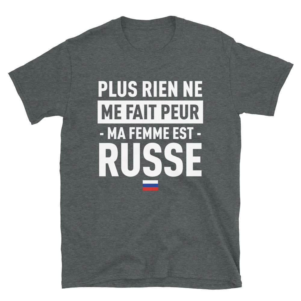 T-shirt Russie bleu marine - Plus rien ne me fait peur ma femme est