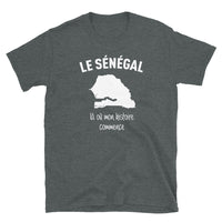 Thumbnail for T-shirt Sénégal gris foncé chiné dos - Mon histoire commence avec fierté