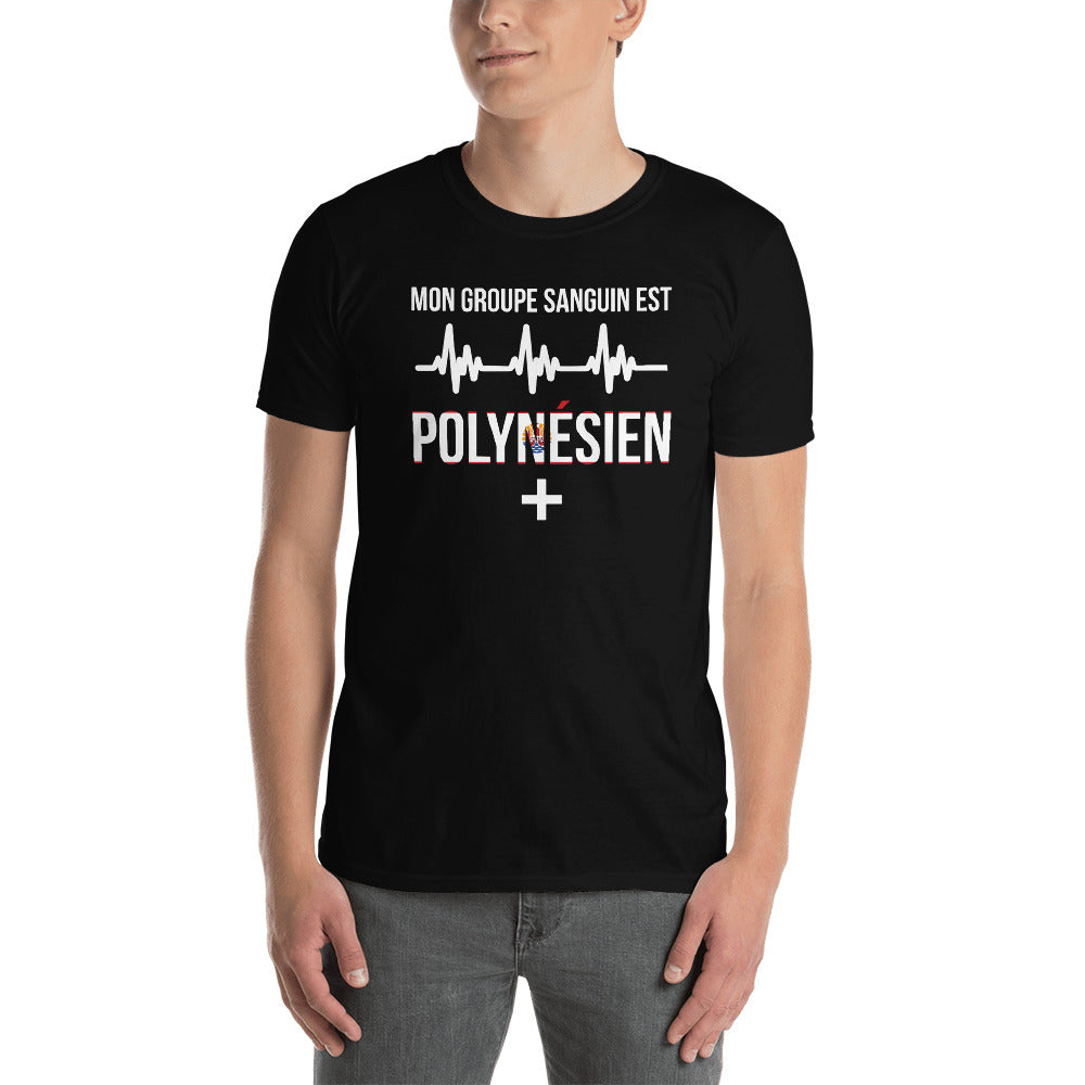 T-shirt Polynésien noir dos - Groupe sanguin humoristique