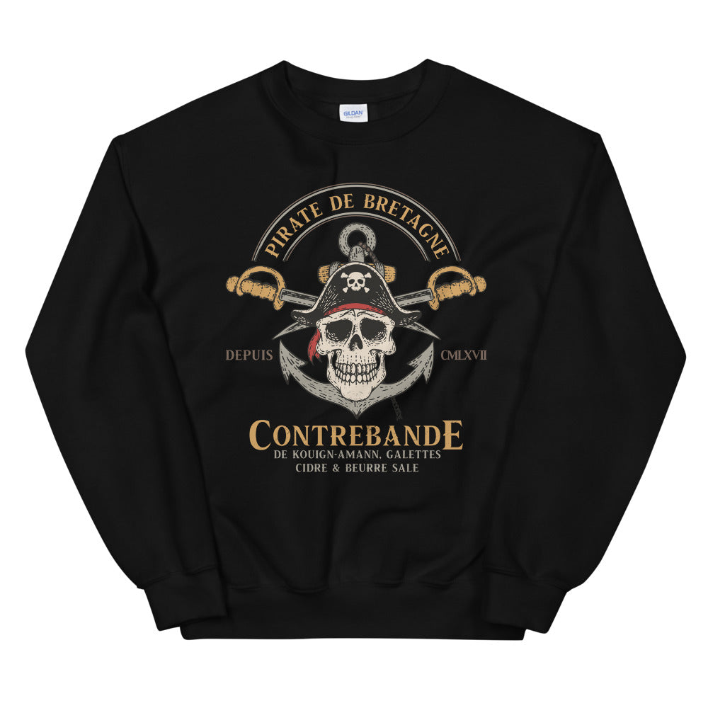 Sweatshirt Bretagne noir - Fierté des pirates bretons
