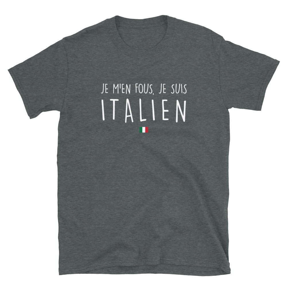 T-shirt Italie gris foncé chiné - Je m'en fous, je suis fier !