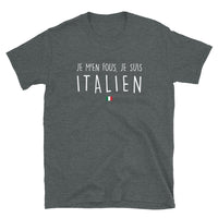 Thumbnail for T-shirt Italie gris foncé chiné - Je m'en fous, je suis fier !