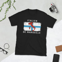 Thumbnail for T-shirt Marseille gris foncé chiné - Italien de Marseille, drapeau et carte