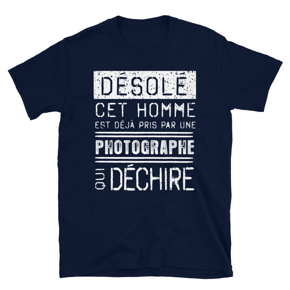 T-shirt humour noir dos - Désolé ce mec est pris par une fille