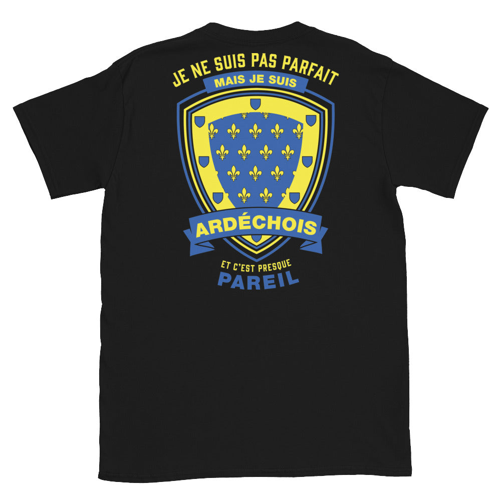 T-shirt Ardèche noir dos - Je ne suis pas parfait mais.
