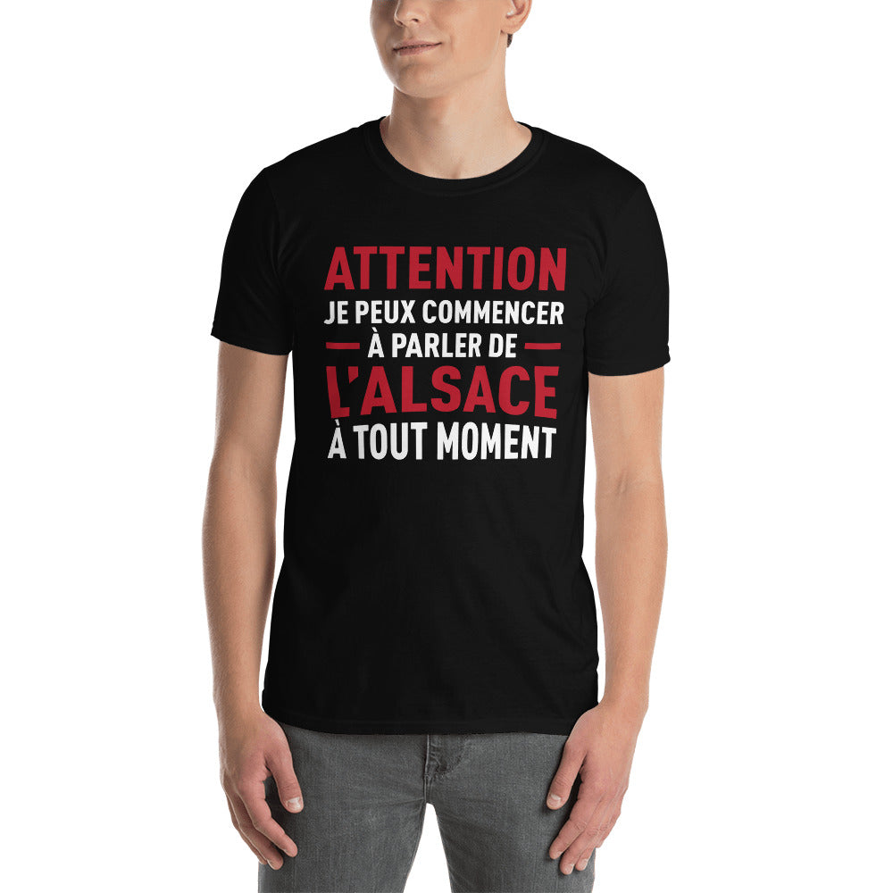 T-shirt Alsace noir dos - Je peux parler de l'Alsace à tout moment