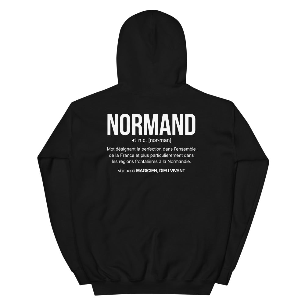 Sweat à capuche Normand noir - Définition humoristique